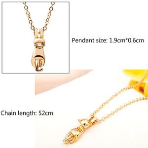 Super cute gold hanging kitten pendant necklace